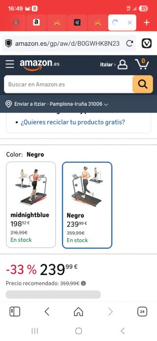 Sin estrenar: Cinta de correr con inclinación