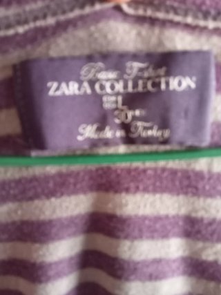 Camiseta Zara rayas morado y gris lazo