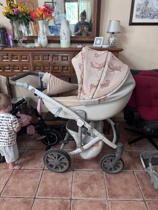 Carrito bebé 3 piezas Anex rosa camuflaje
