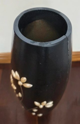 Jarrón de Madera Flores Esmalte