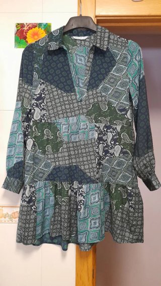 Blusa Stradivarius Patchwork Talla M