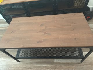 Mesa centro forja y madera Ikea