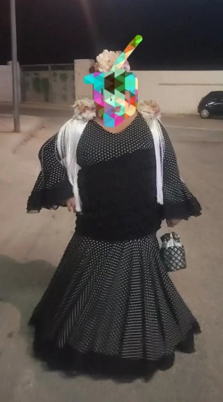 Vestido Flamenca Negro Lunares
