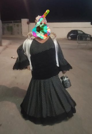 Vestido Flamenca Negro Lunares