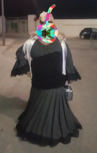 Vestido Flamenca Negro Lunares