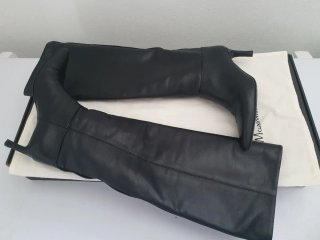 Botas altas de pele pretas Massimo Dutti 37