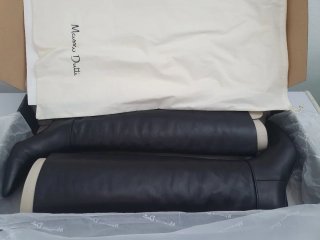Botas altas de pele pretas Massimo Dutti 37