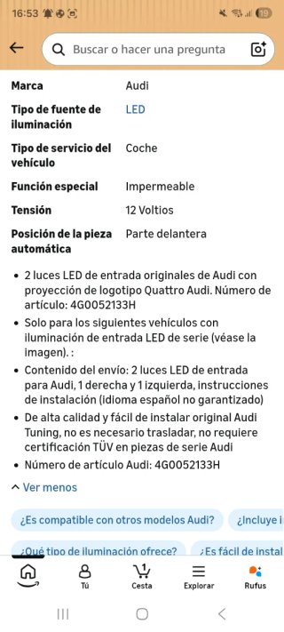 Luces LED Audi Quattro Proyección Logo