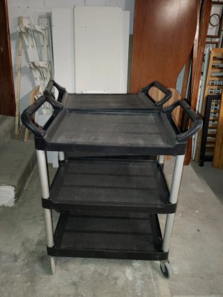 Carro auxiliar 3 niveles negro/plata