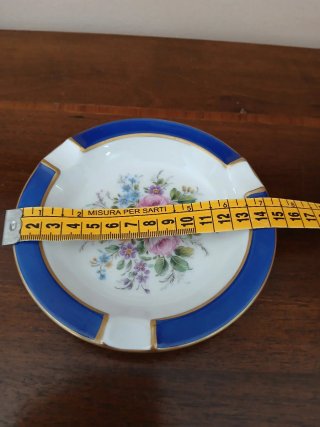 Posacenere Limoges France Vintage Fiori Blu Bianco