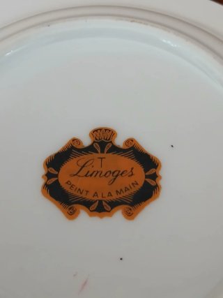 Posacenere Limoges France Vintage Fiori Blu Bianco