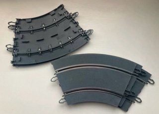 Scalextric 5 curvas Powerline pista gris + Vallas
