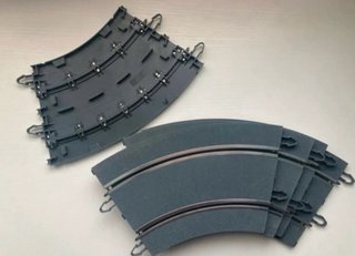 Scalextric 5 curvas Powerline pista gris + Vallas