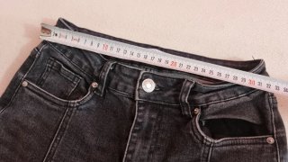 Pantaloni jeans vita alta gamba larga