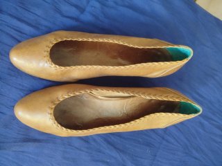 Zapatos planos piel marrón/verde T.39