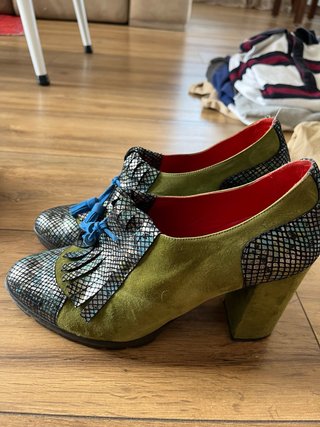 Zapatos vintage Maria Sanches verde/plata