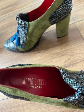 Zapatos vintage Maria Sanches verde/plata