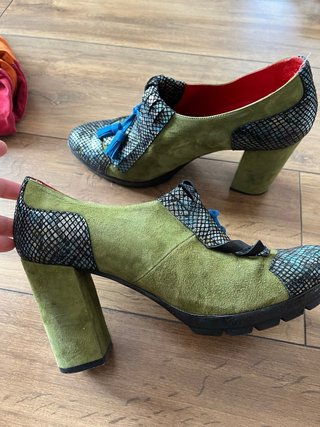 Zapatos vintage Maria Sanches verde/plata
