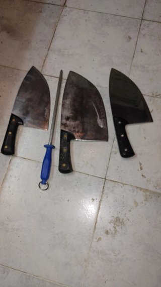 Set de 3 Cuchillas Carnicero + Afilador
