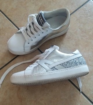 Sneakers Meline donna bianche argento taglia 36