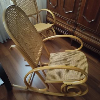 2 Mecedoras Madera y Mimbre