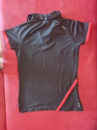 Camiseta Polo B'Twin Negra y Roja Talla XS