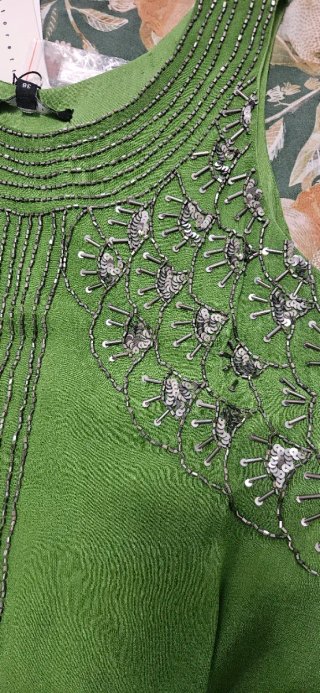 Vestido fiesta eventos Tintoretto verde lentejuela