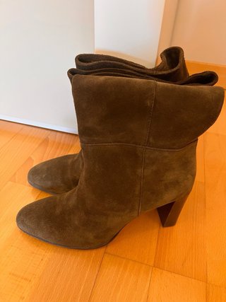 Botas Zara Ante Verde Oscuro Talla 39