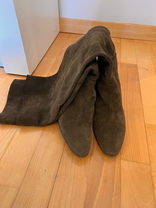 Botas Zara Ante Verde Oscuro Talla 39