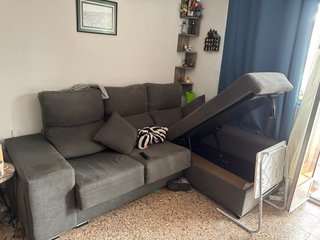 Sofá Cama con Canapé Gris