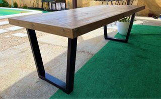 Mesa industrial madera y metal