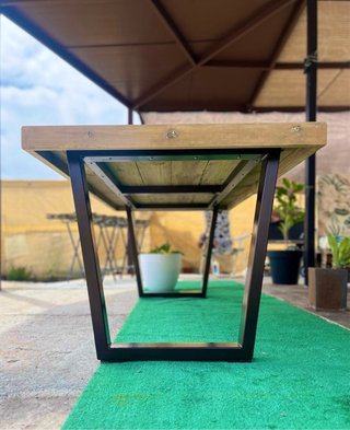 Mesa industrial madera y metal