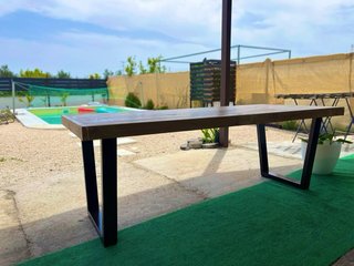 Mesa industrial madera y metal