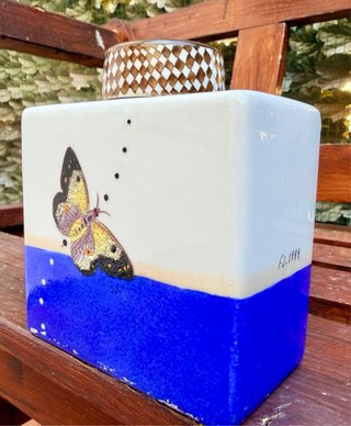 Scultura vaso ceramica farfalla firmato