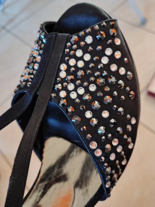 Scarpe donna nere con strass Swarovski Tacco 12 cm