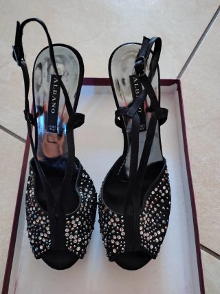 Scarpe donna nere con strass Swarovski Tacco 12 cm