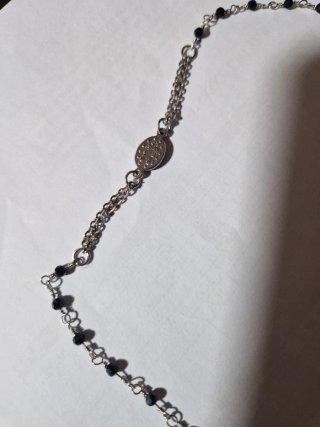 Collana Rosario acciaio e cristalli neri
