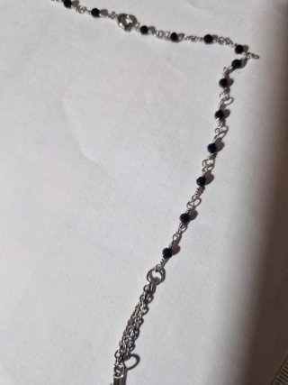 Collana Rosario acciaio e cristalli neri