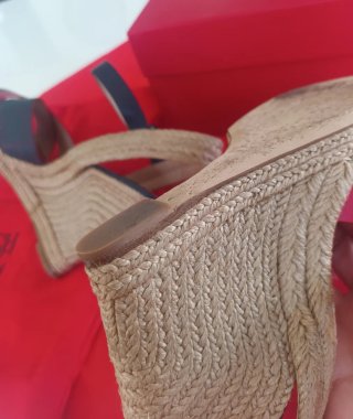 Sandalias Cuña Carolina Herrera Azul/Rojo