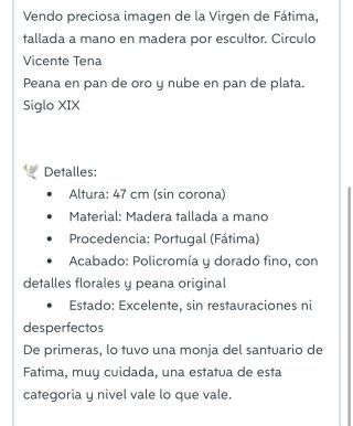 Virgen de Fátima dorada
