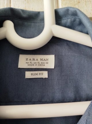 Camisa Zara Slim Fit Azul Talla XL