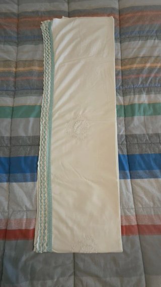Completo Lenzuola Vintage Ricamo Uncinetto