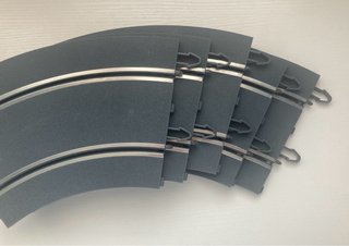 Scalextric 5 curvas powerline pista gris + Vallas