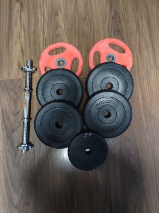 Juego de pesas 2 discos 2.5kg y barra