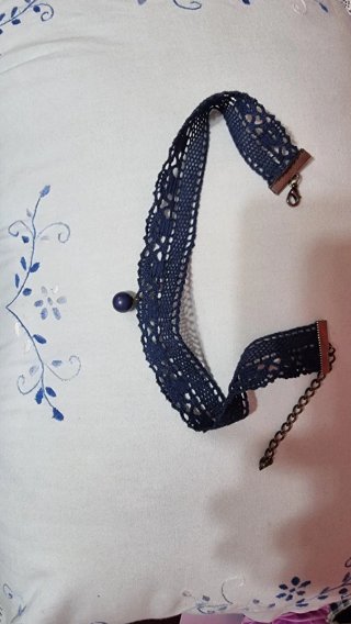 Girocollo pizzo blu ciondolo Choker collana