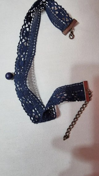 Girocollo pizzo blu ciondolo Choker collana