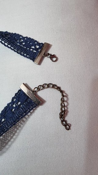 Girocollo pizzo blu ciondolo Choker collana