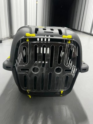 Transportín para mascotas negro y transparente