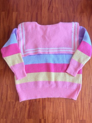 Jersey de lana multicolor con cuello Peter Pan