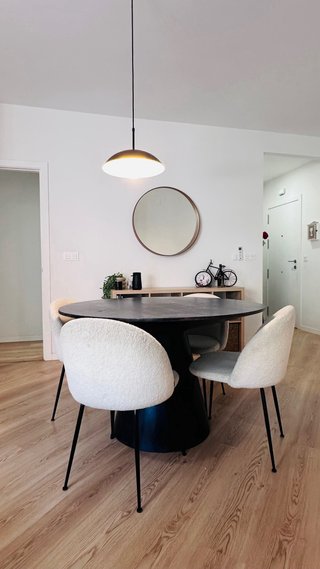 Comedor redondo tela y madera
